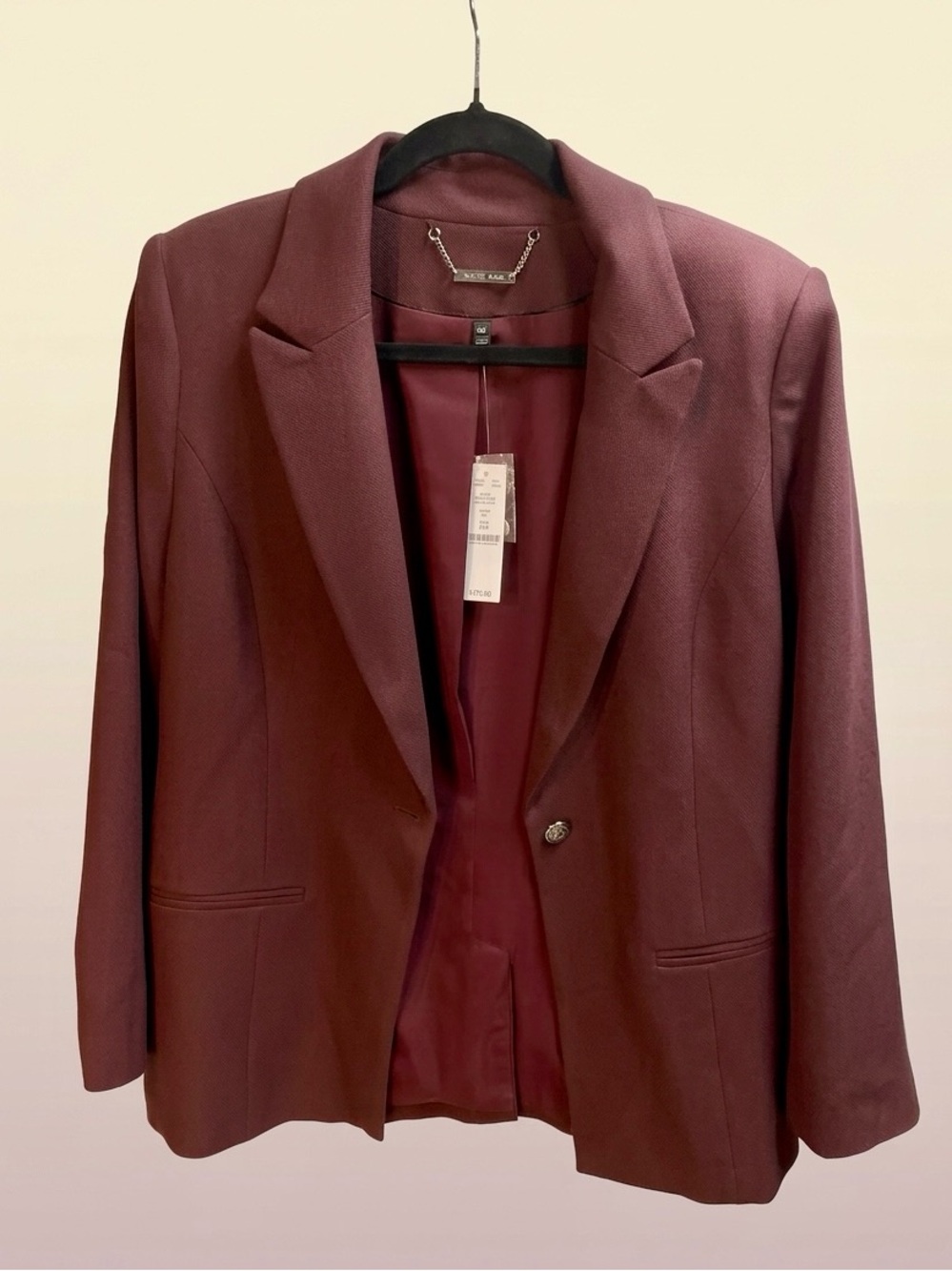 NWT White House Black Market Burgundy One-Button Tailored Blazer Size 8